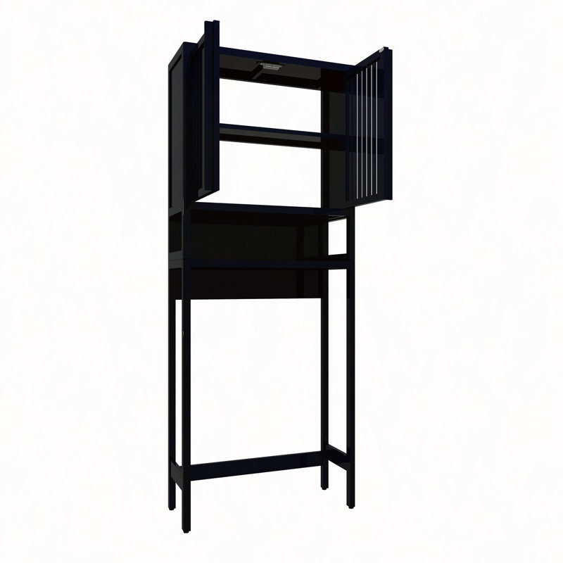 Étagère de rangement de toilette noire peu encombrante, tablette de rangement au-dessus de la toilette pour la salle de bain, armoire de rangement autoportante en métal pour la salle de lavage, étagères de rangement indépendantes pour la salle de bain