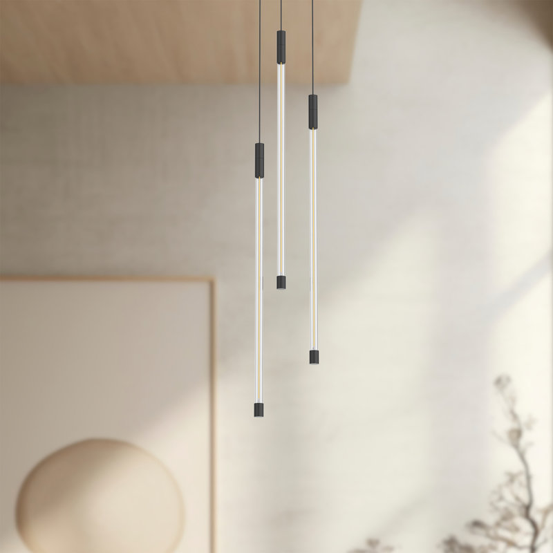 Motif 3 - Light LED Pendant, Black, 20.625" H x 5.5" W x 5.5" D