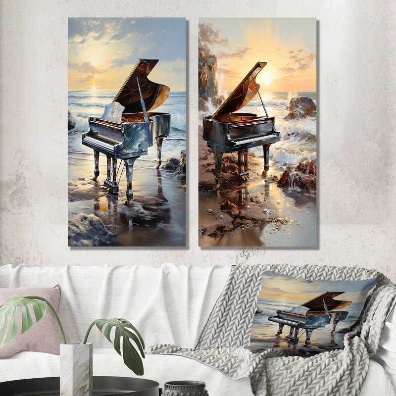 Ensemble de 2 pièces Piano Piano, H 28 po x l 25 po, Toile tendue