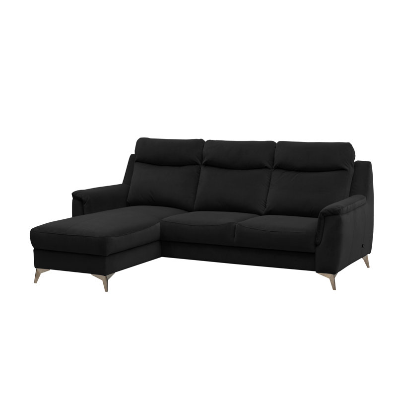 Izola 3 Seater Velvet Sofa Bed, Left Hand Facing, Black