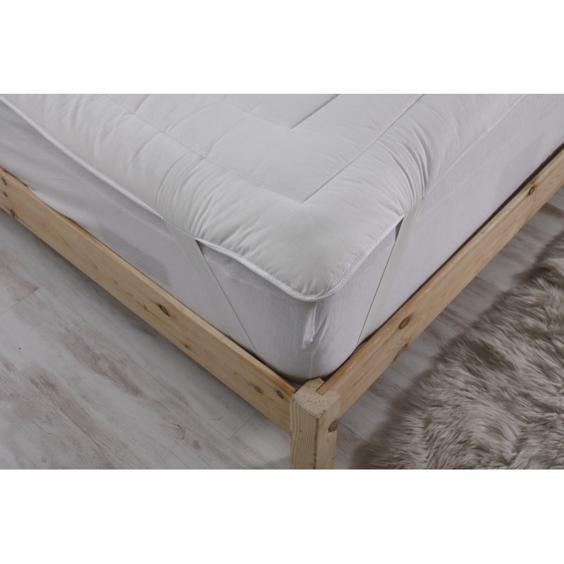 Twin Size White Wool Mattress Topper with Cotton Cover