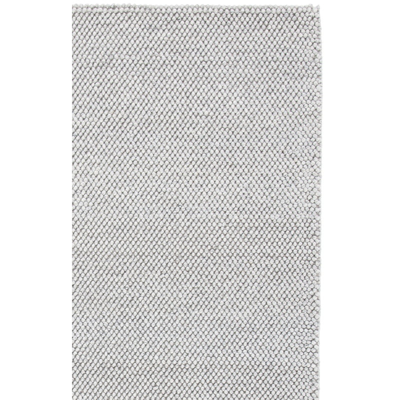 Almus Handmade Tufted Wool Silver Area Rug, Rectangle 9' x 12'