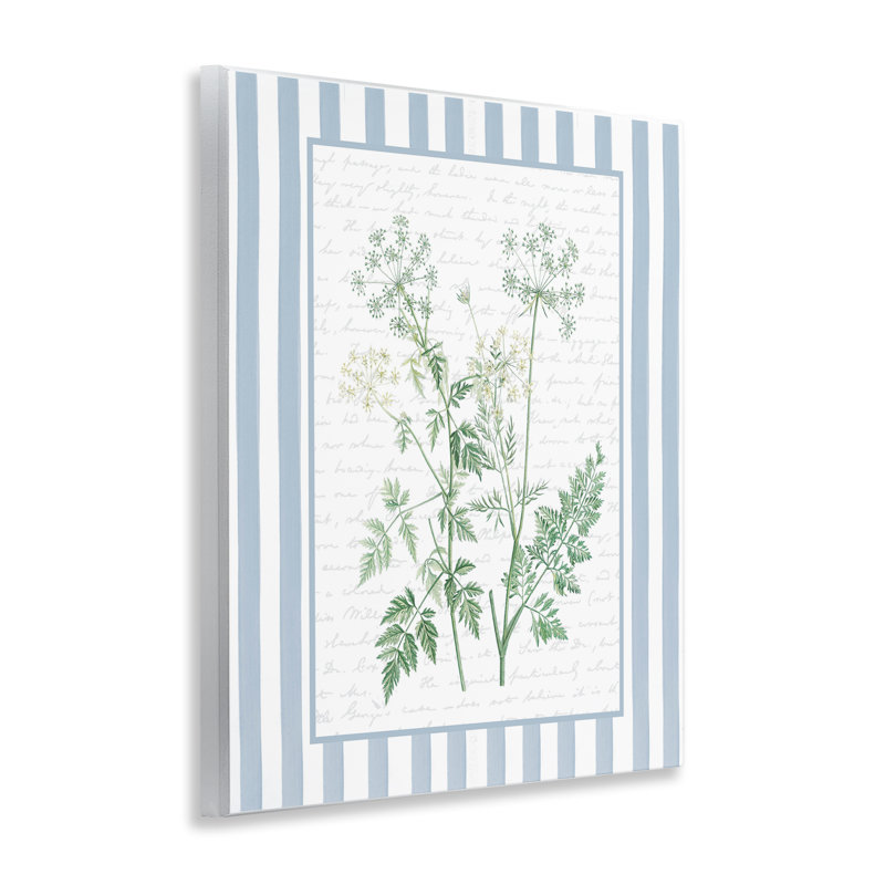 «Wild Herbs on Blue Stripes», plaque murale par lettrée et doublée