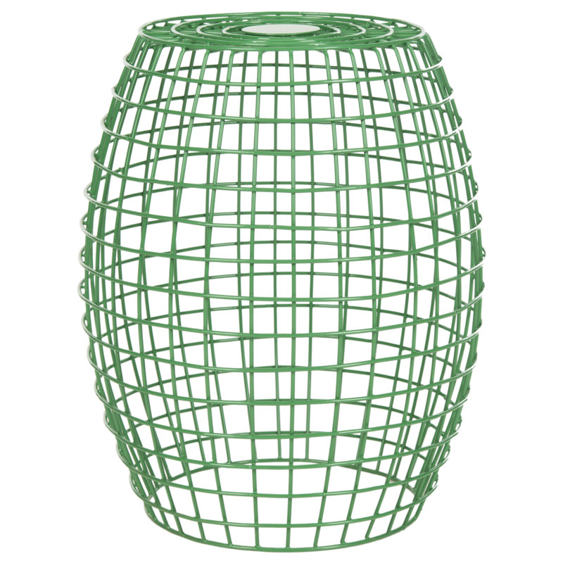 Grid Metal Accent Stool, Green