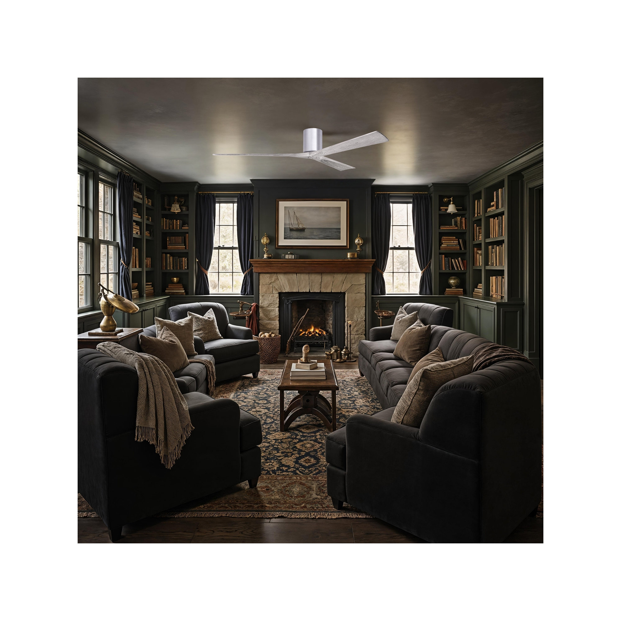 Olivier 3 Blade Ceiling Fan, 72", Barn Wood Tone, Brushed Nickel