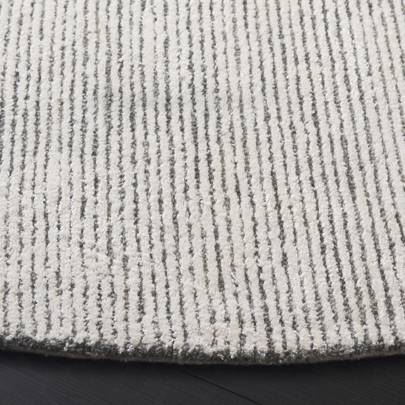 Tapis gris anthracite / ivoire / gris anthracite / ivoire en coton / laine touffeté à la main Xaniah, Rond 6 pi