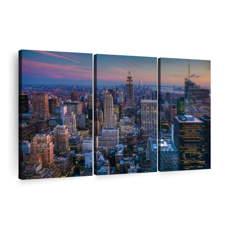 «NYC Manhattan Twilight» sur toile, H 24 po x l 38 po