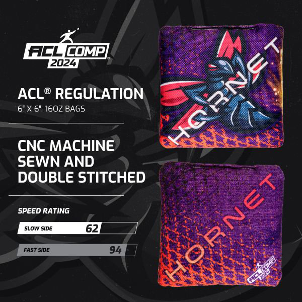 Purple and Red Dual Fabric Cornhole Bags with Carrying Case