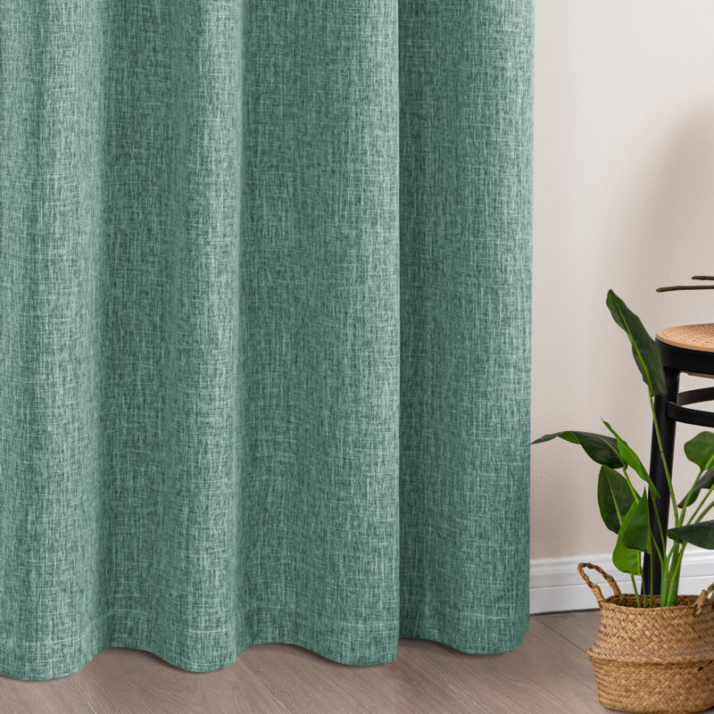 Paire de rideaux 100% lin occultant, L 52 po x L 84 po, Turquoise