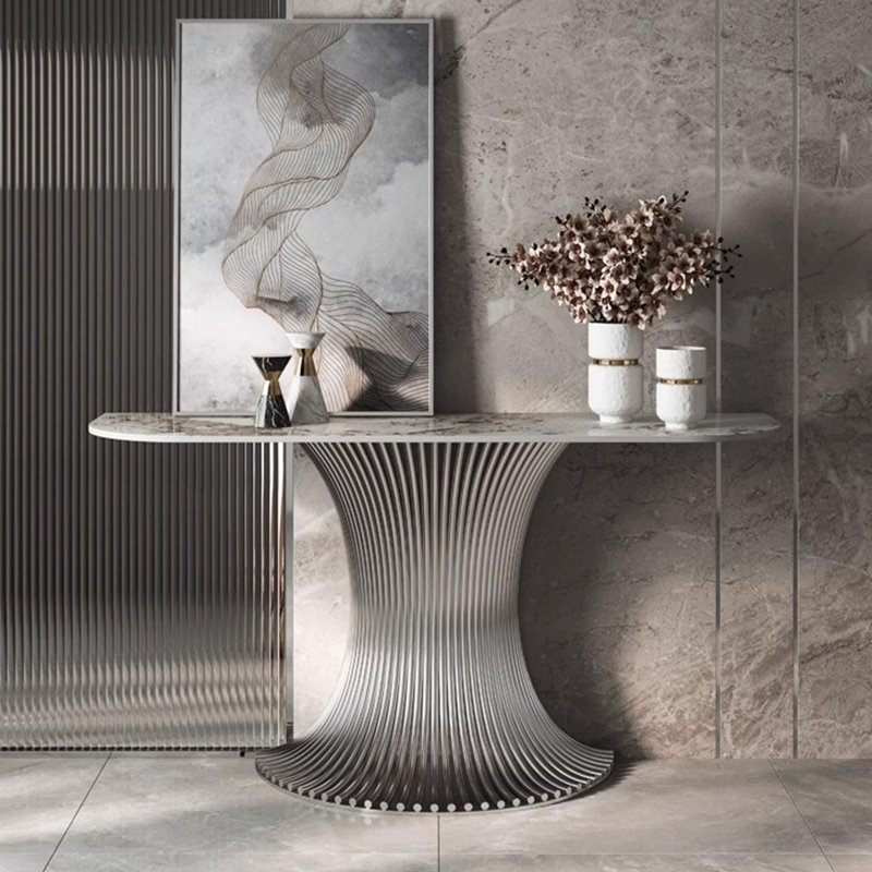 Console moderne de luxe simple, H 31,5 po x l 70,9 po x P 15,7 po, Gris