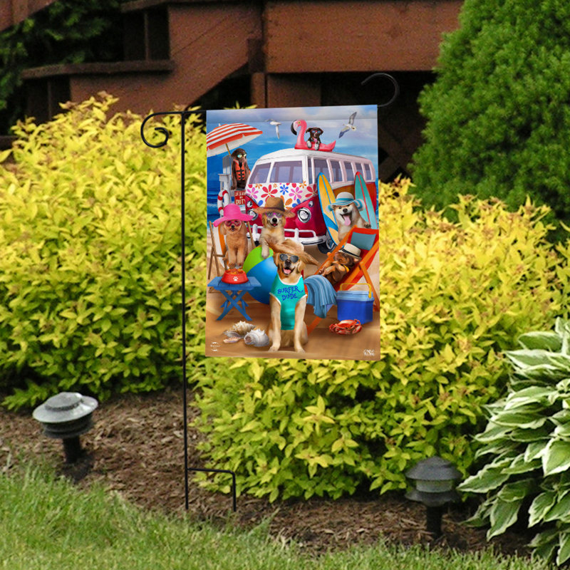 Dog Days Beach Garden Flag, Chiens multicolores