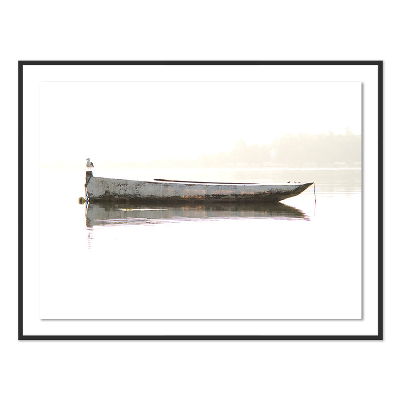 Oyster Skiff Print by Geoffrey Baris, Black, 46" H x 60" W x 2.5" D