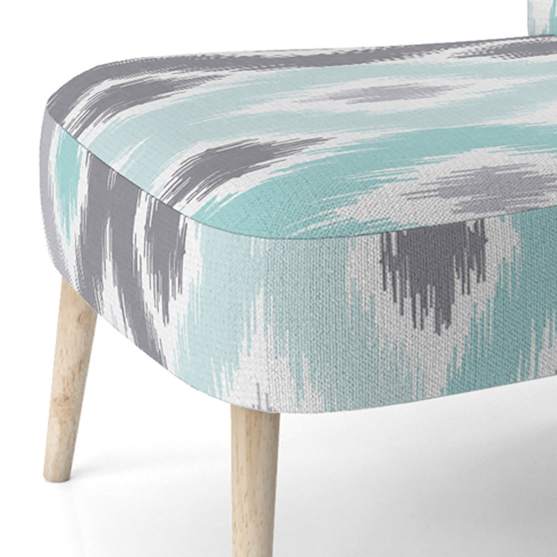 Chaise d'appoint bleue et grise Ikat Ogee