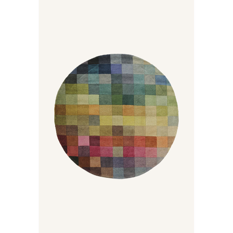Kusai Geometric Wool Hand Woven Area Rug, Round 200cm