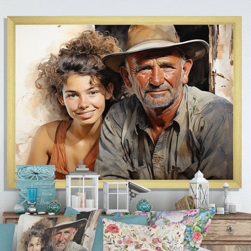 " Cuban Familly Portrait ", Gold Single Picture Framed, 30" H x 40" W x 1.5" D