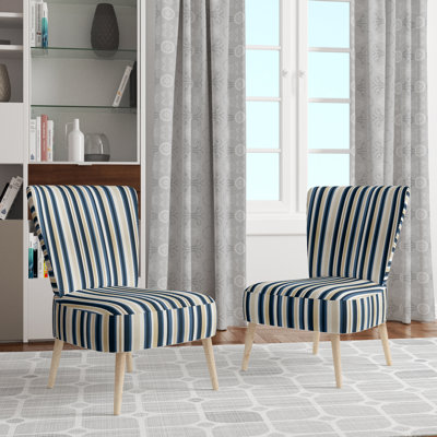 Chaise d'appoint rembourrée Classic Classic Beige and Blue Elegance