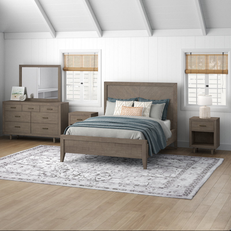 Peloquin Solid Wood Piece Bedroom Set, King, Gray