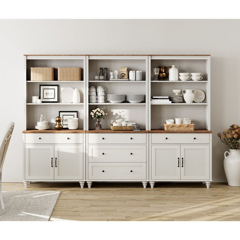 Ennia Solid and Manufactured Wood Dining Hutch, White