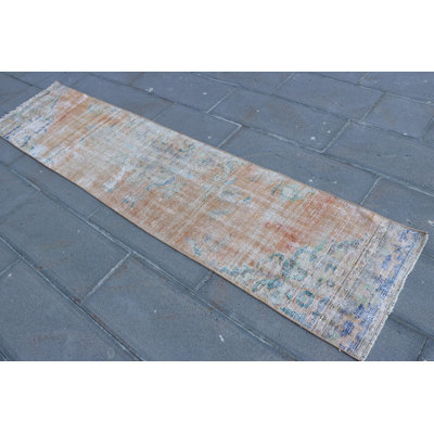 Tapis de couloir turc rétro en coton délavé vintage Anatolian