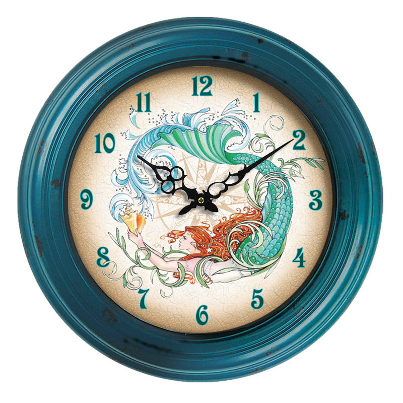 Distressed Look Mermaid Wall Clock Beach House Decor Distressed Look Mermaid Wall Clock Beach House Decor