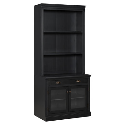 83.4"Tall Bookshelf, Modern Bookcase With 2 Glass Doors And 1 Drawer,Storage Bookcase With Open Shelves For Living Room,Home Office,White