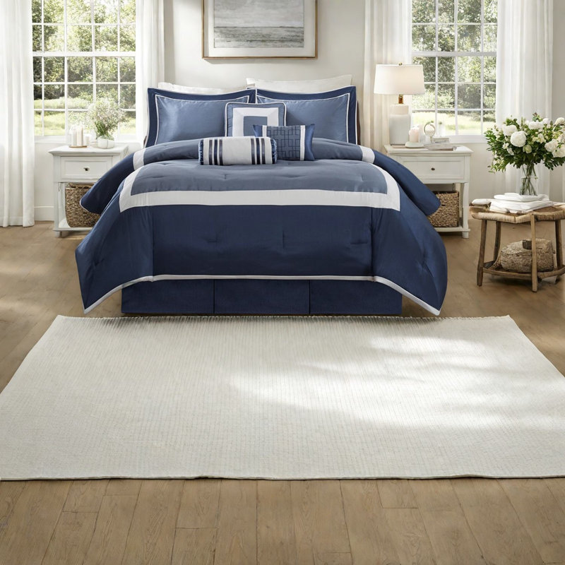 Ensemble de literie luxueuse 7 pièces, polyester confortable, conception marine moderne pour la maison
