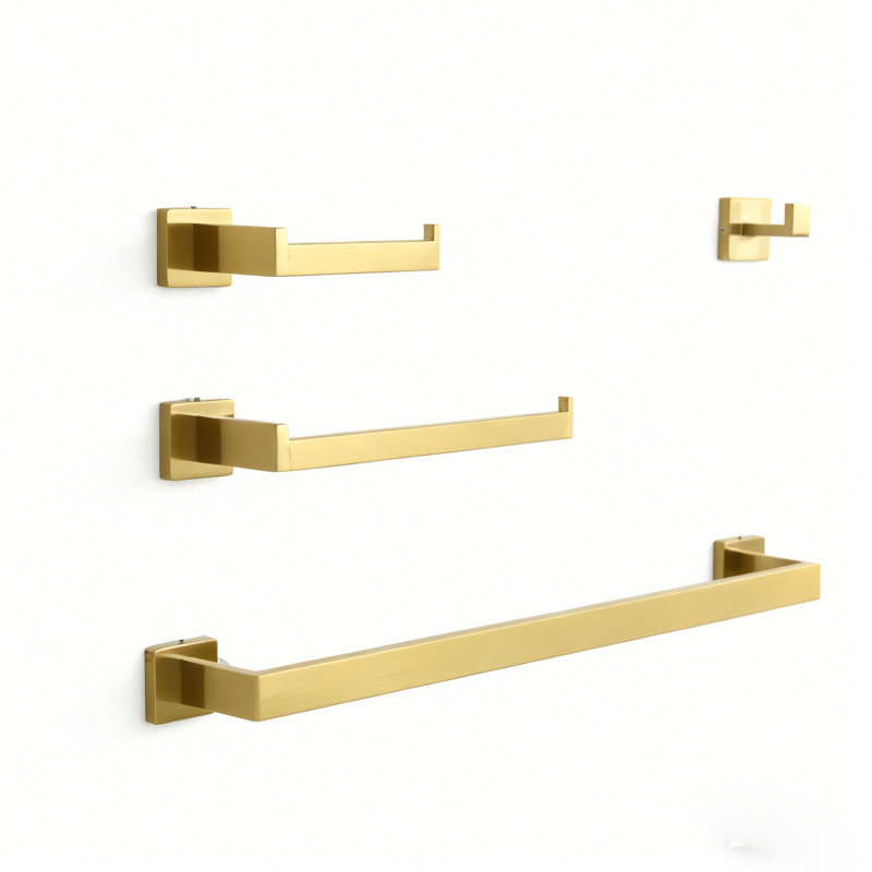 4 porte-serviettes muraux, Doré