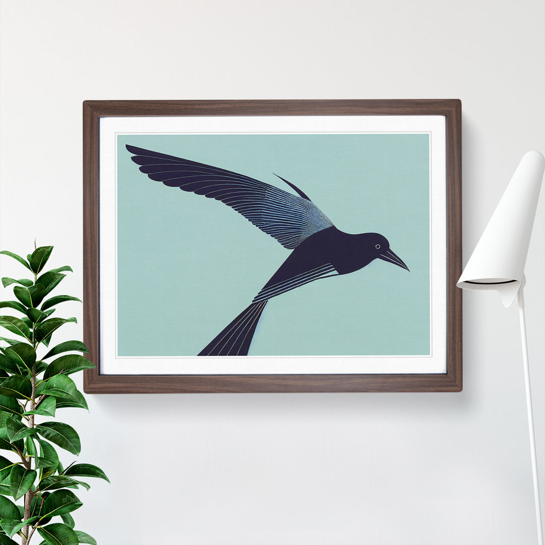 Heavenly Crow Bird Abstract - Single Picture Frame Print