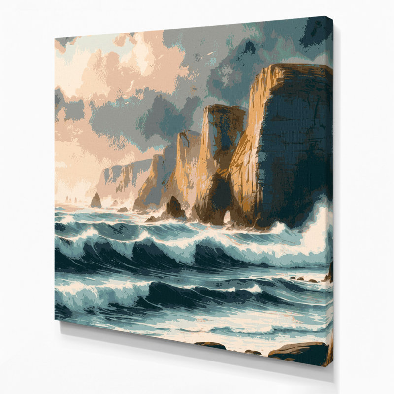 Art mural sur toile bord de mer côtier nordique, H 16 po x l 16 po