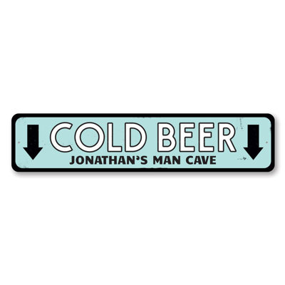 Cold Beer Arrows Aluminum Sign
