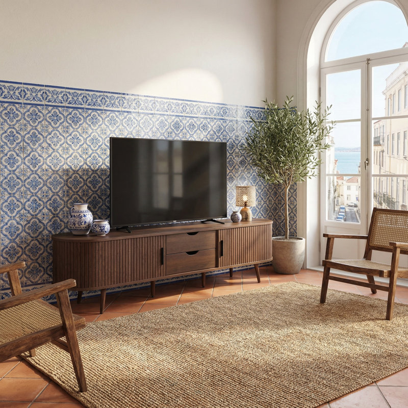 Meuble télé 70 po - Mid Century Modern - Noyer