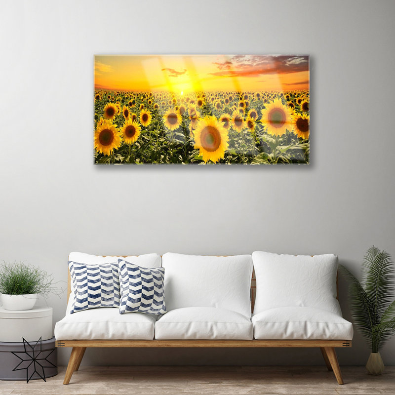 Floral Sunflowers - Unframed Photograph on Glass