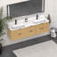 72 po Meuble-lavabo cannelé en chêne doré avec lavabo intégré et quincaillerie noire-1039064748-1039064751