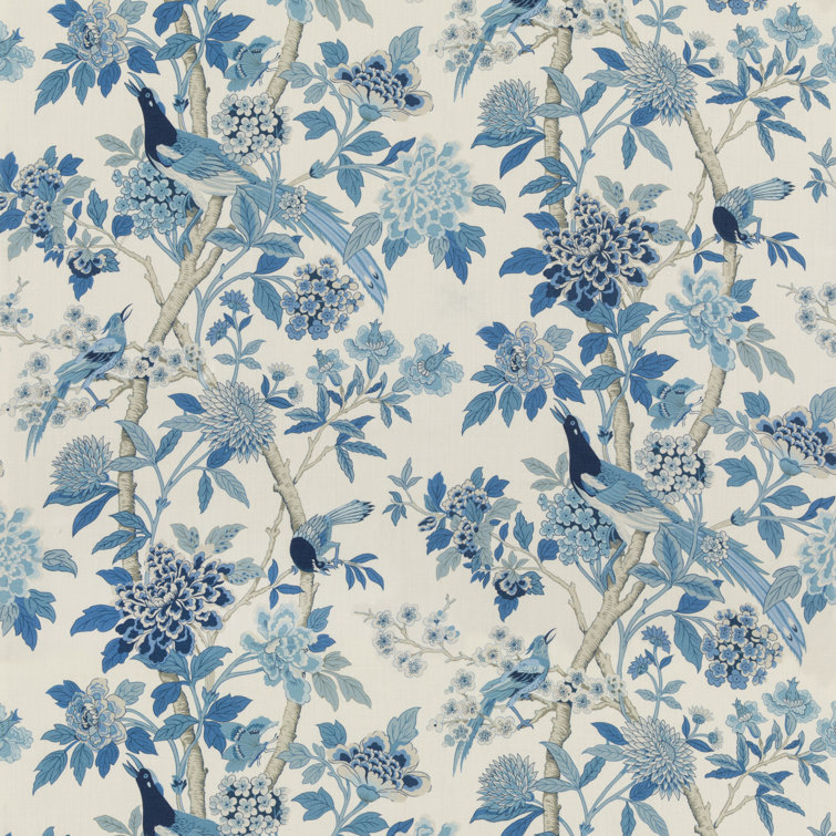 Chifu Hydrangea Bird Archive 100% Linen Performance Fabric