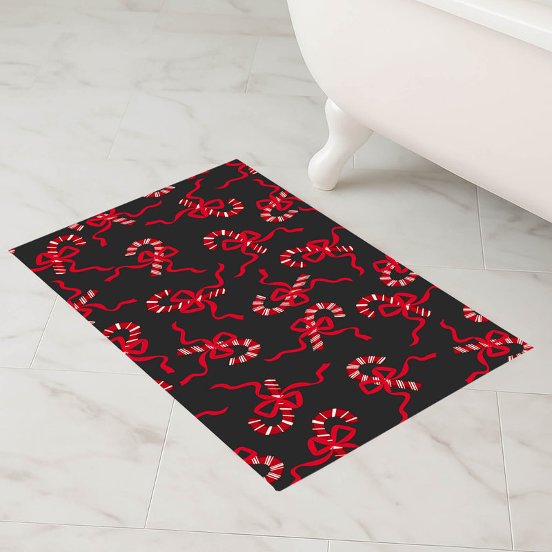 Tapis de bain Candycanes & Bows, Gris anthracite, Simple - L 24 po x l 17 po