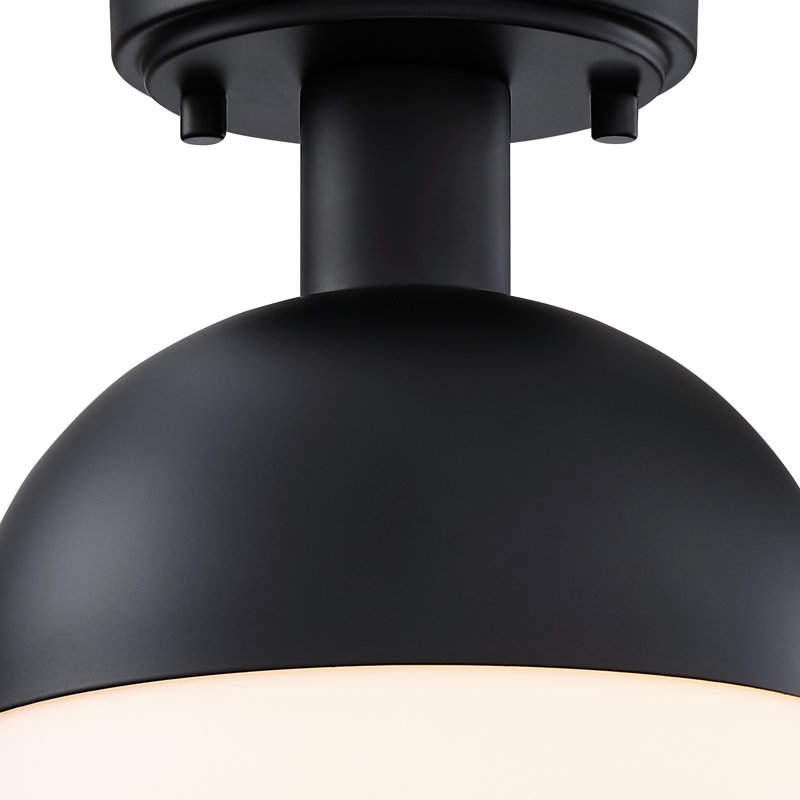 Plafonnier semi-encastré Mid-Century 1 lumière Schoch, Noir mat