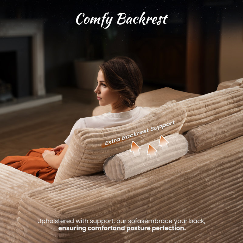 2 - Piece Upholstery Boneless Compression Sectional, Convertible Cloud-Like Sofa with No Assembly, Left Hand Facing, Beige 
