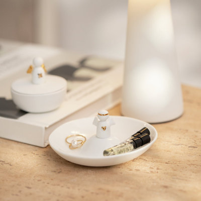 Porcelain Angel Storage Dish and Canister