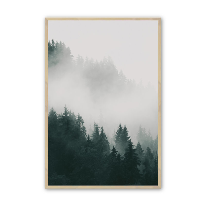 «Enchanting Emerald Peaks» encadré sur papier par Krista Mosakowski, H 20,5 po x l 16,5 po x P 1,25 po, Érable brut encadré