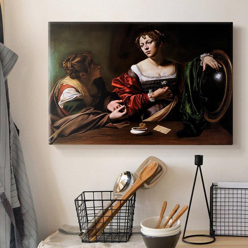 Martha and Mary Magdalene-Caravaggio-Gallery, toile tendue-c. 1598, 8 x 12
