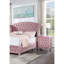Mobilier de chambre rose Alise: table de chevet 2 avec texture veloutée et boutons en cristal