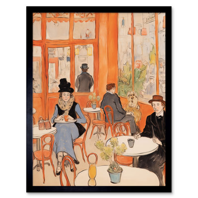 A Bustling Parisian Cafe In The Style Of Toulouse Lautrec - Single Picture Frame Print