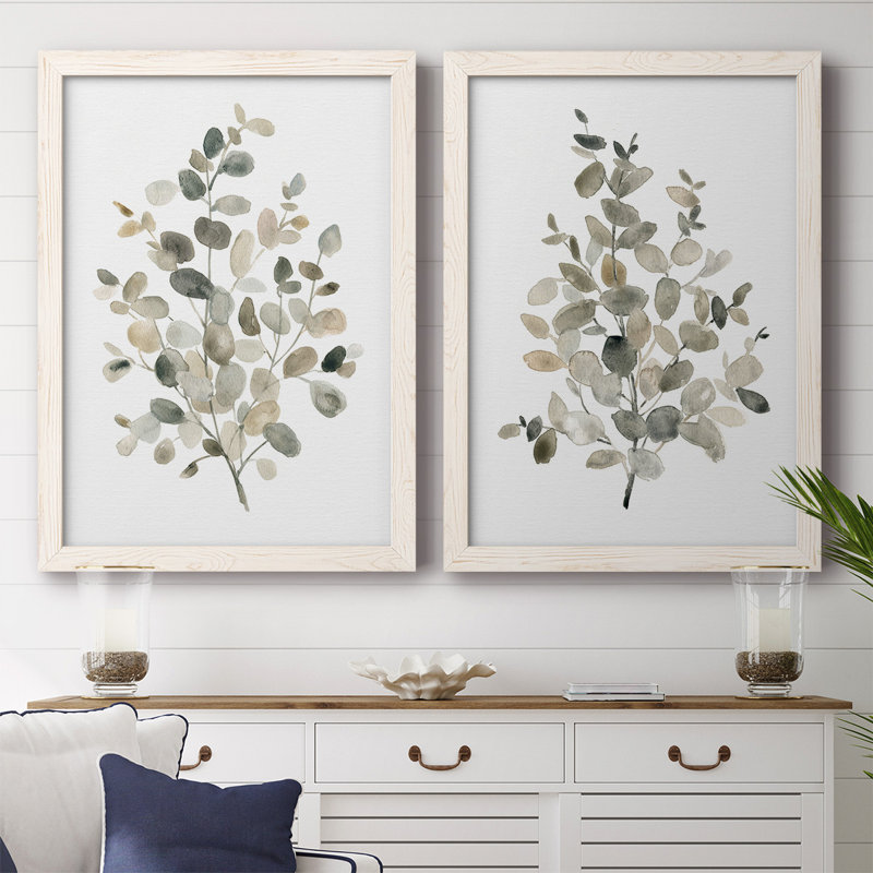 Neutre Eucalyptus I-Premium, toile encadrée - prête à être accrochée, H 36,5 po x l 53 po, Blanc