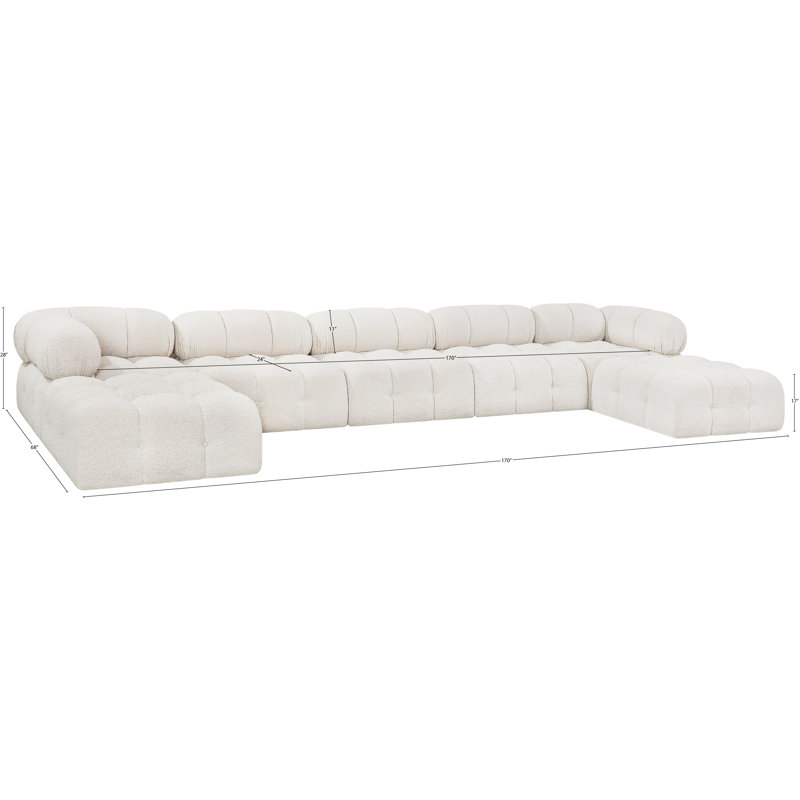 Canapé modulaire huhne de 170 po Huhne, Tissu crème bouclé
