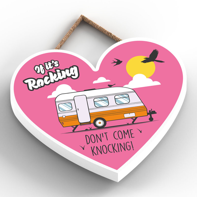 Caravan Come Knocking Orange - Novelty Print on MDF, 9cm H x 10cm W x 0.5cm D