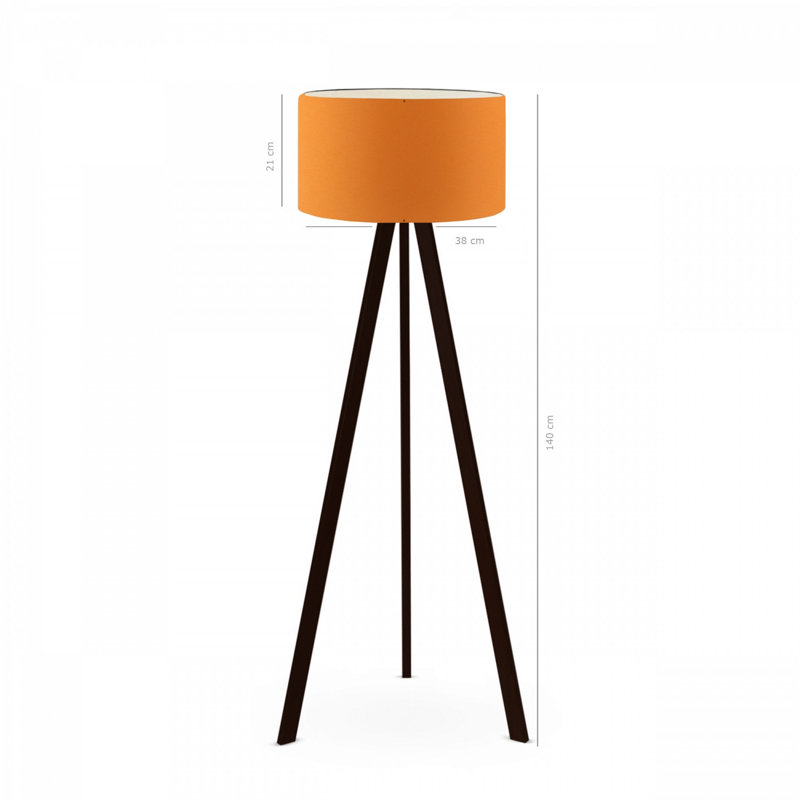 Modern Floor Lamp with Orange Shade, 55.1 in Tall | 100% PVC & MDF Legs | E27 Socket Max 40W | Scandinavian & Country Style | Perfect for Living Room & Bedroom | Unique Novelty Design, Sleek & Stylish