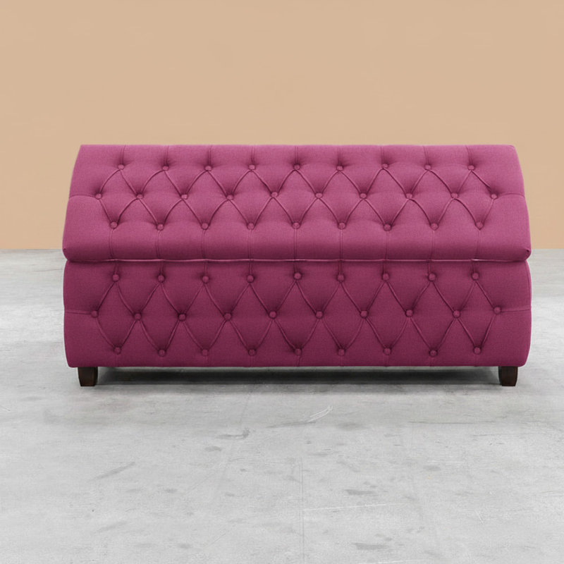 Riga Wide Velvet Tufted Rectangle Solid Color Ottoman Box with Storage, Upholstered Footstool Shoes Bench with Legs