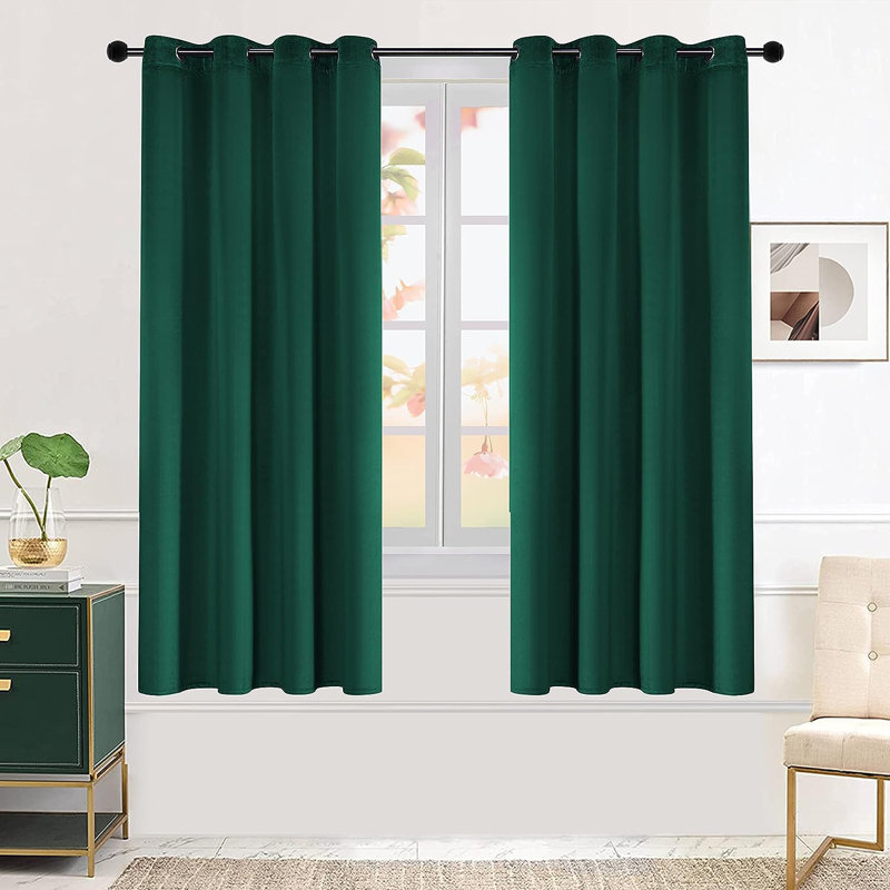 Velvet Blackout Curtain Pair, 52" W x 63" L, Green
