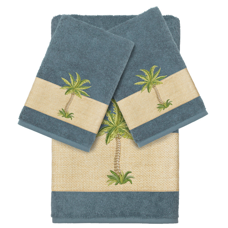Ensemble de serviettes 3 pièces 100% coton turc Colton, Bleu sarcelle