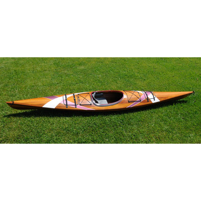 Kayak en bois avec ruban blanc et mauve 15 pi